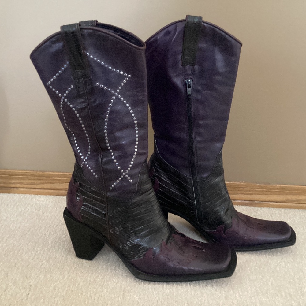 Arnold Churgin purple and black boots